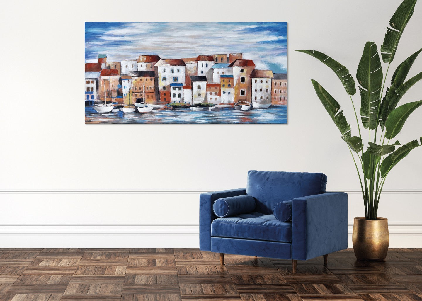 Quadro mare borgo sul mare 120x60cm