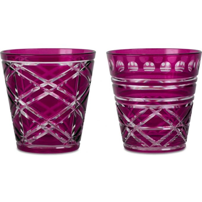 Set 2 bicchieri acqua in vetro magenta