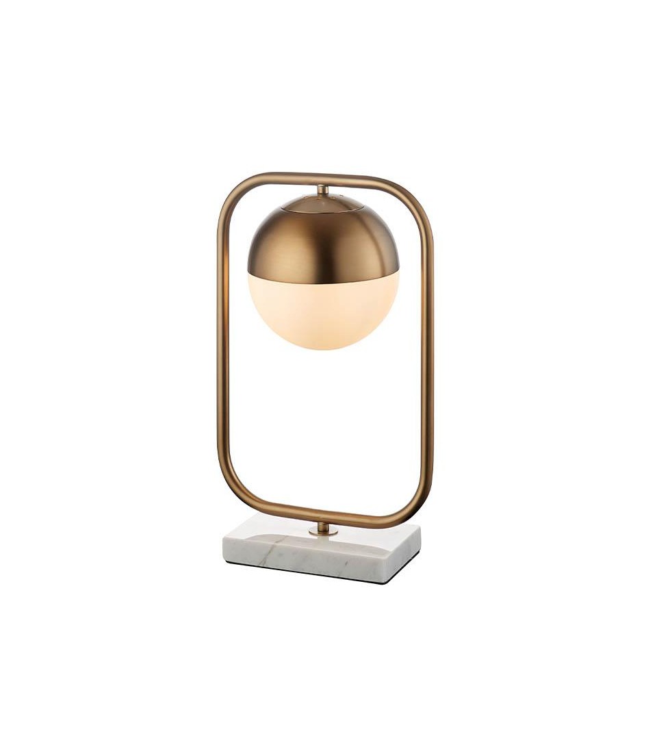 Lampada da tavolo con base in marmo vintage oro