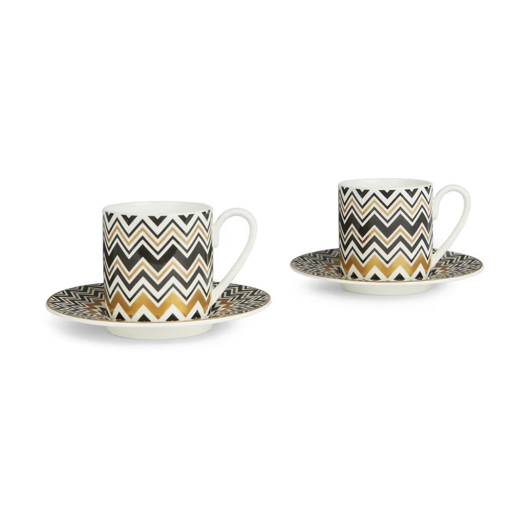 Set 2 tazze caffè Zig Zag Gold