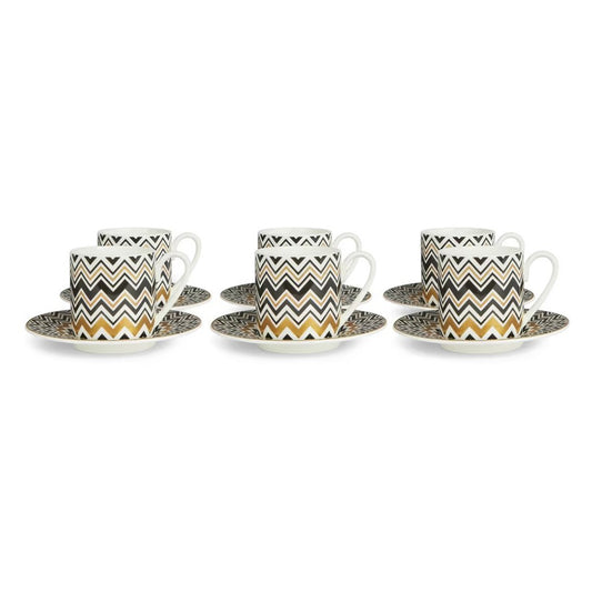 Set 6 tazze caffè Zig Zag Gold