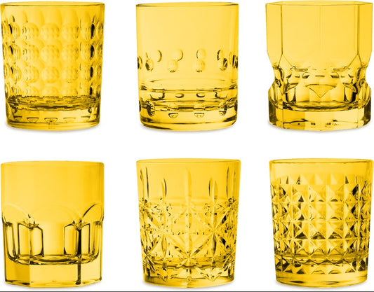 Set 6 bicchieri tumbler assortiti gialli Baci Milano