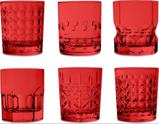 Set 6 bicchieri tumbler assortiti rossi Baci Milano