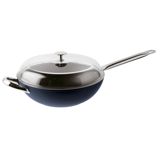 Wok antiaderente con coperchio 32cm Midnight Blue Sambonet