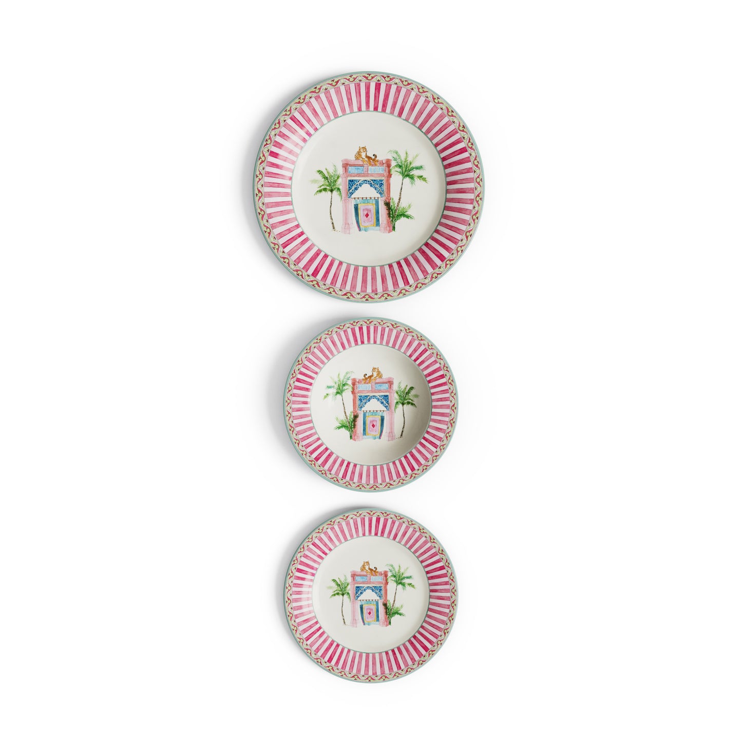 Table Set Plate 3X Porcelain Sariska Pink Lisa Corti