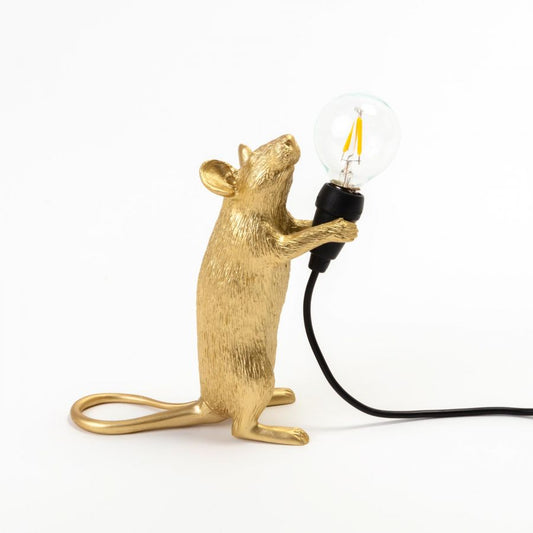 Lampada Resina Mouse Lamp-Step-Gold Piedi Usb