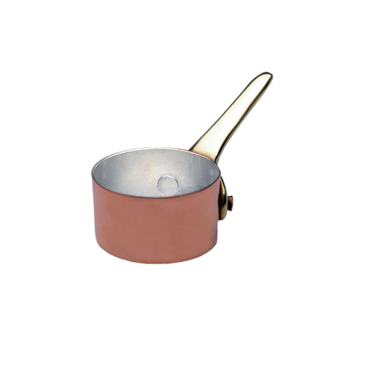 Casseruolino basso in rame a un manico in ottone fuso Pentole Agnelli