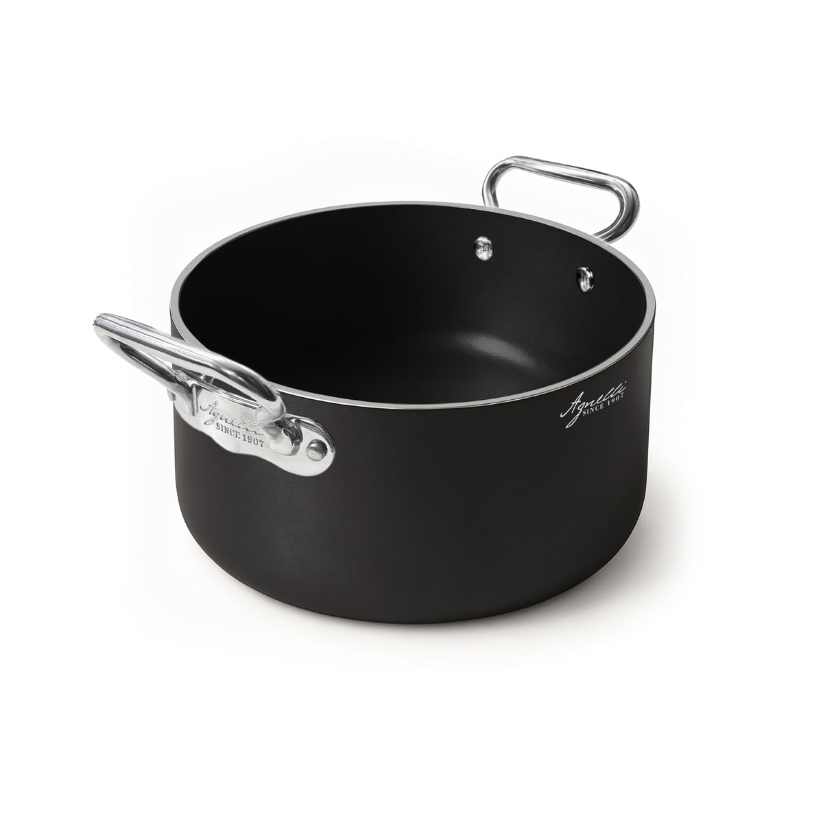 Casseruola alta in alluminio alblack induzione con due maniglie inox cm. 20 Pentole Agnelli