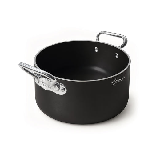 Casseruola alta in alluminio alblack induzione con due maniglie inox cm. 20 Pentole Agnelli