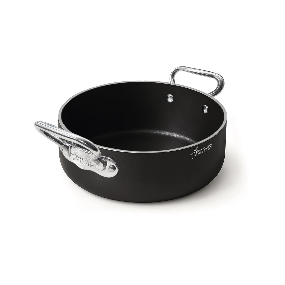 Casseruola bassa in alluminio alblack induzione con due maniglie inox cm. 28 Pentole Agnelli
