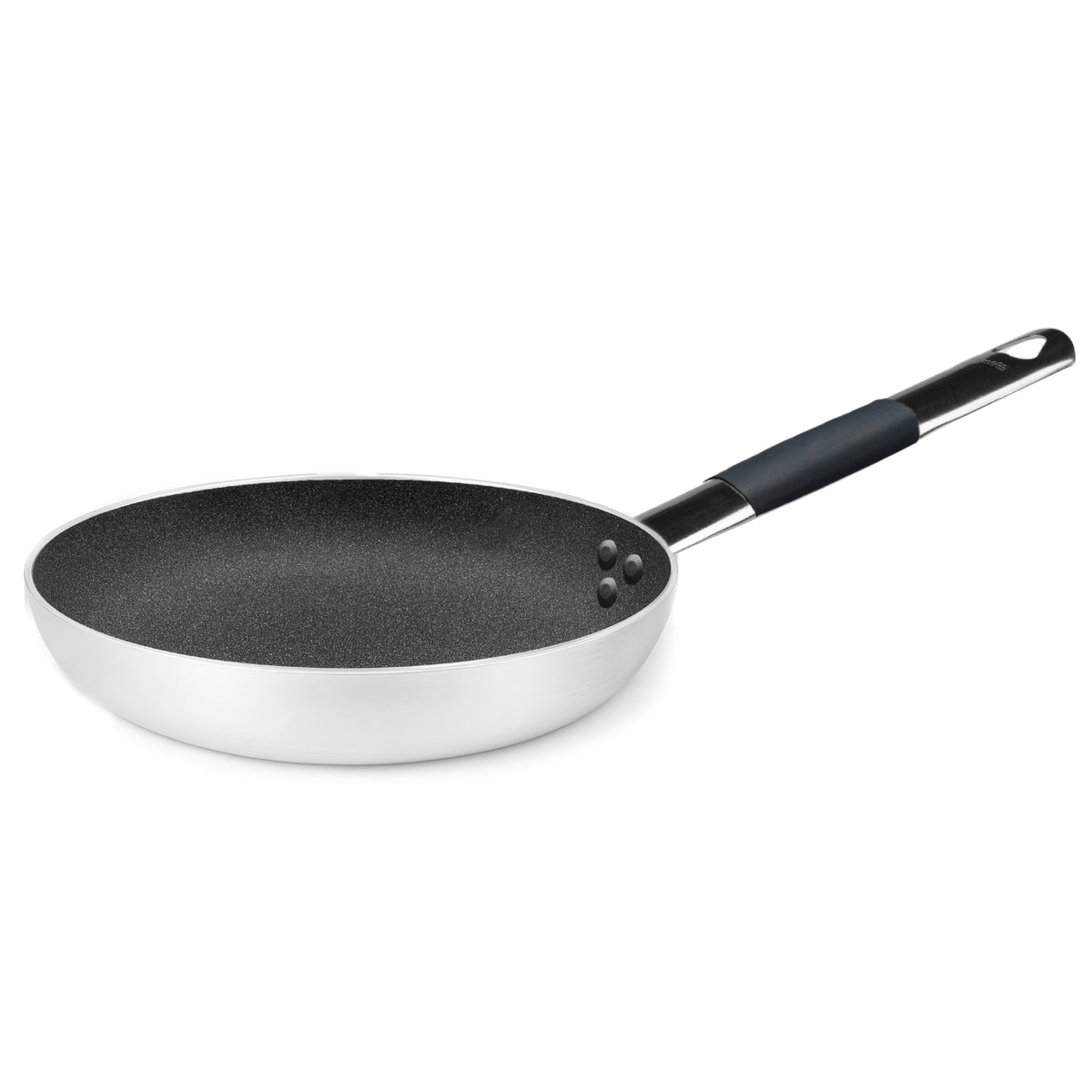 Padella svasata bassa in alluminio antiaderente  - shark skin - con un manico tubolare inox cm. 28 Pentole Agnelli