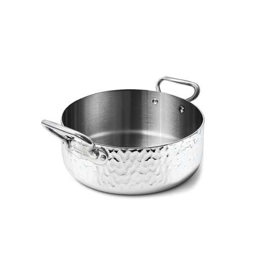CASSERUOLA BASSA ALUINOX MARTELLATO 3PLY 2/M 1907 CM 24 Pentole Agnelli