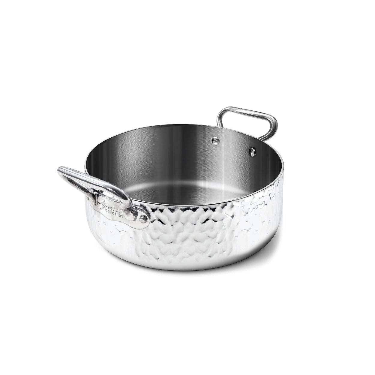 CASSERUOLA BASSA ALUINOX MARTELLATO 3PLY 2/M 1907 CM 20 Pentole Agnelli