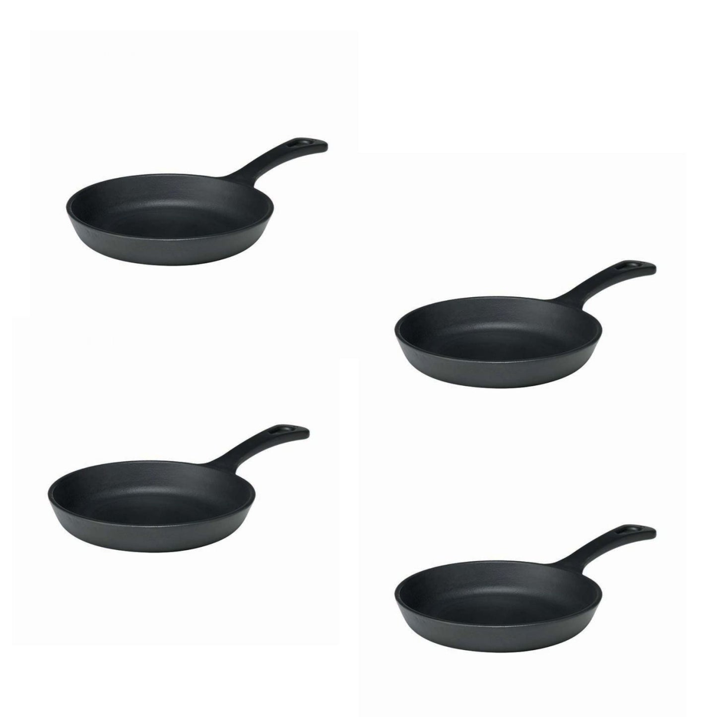 Set 4 Mini griglia tonda cm 16 - manico in ghisa - matt black