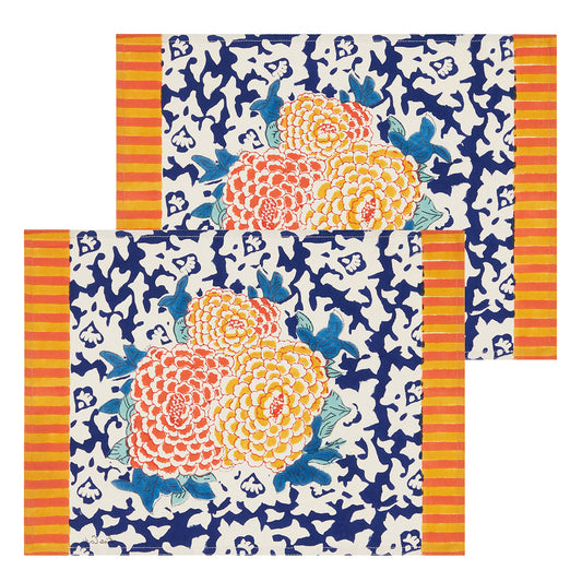 Set 2 Place Mat 35X48 Arabesque Corolla Blue