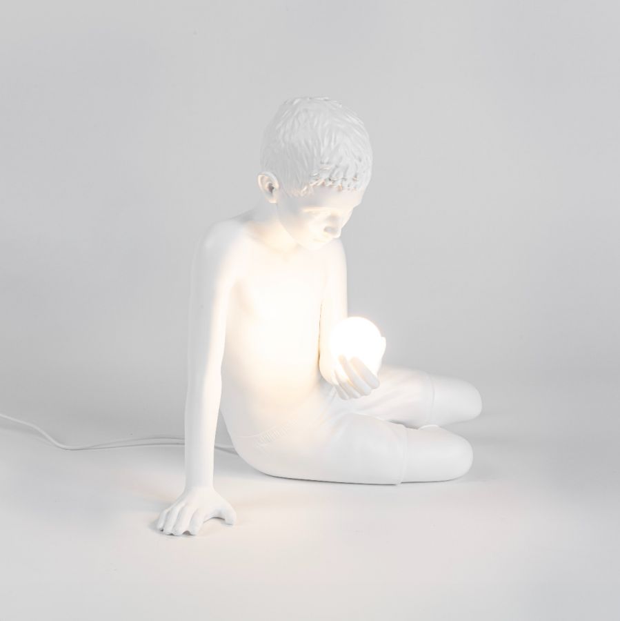 Scultura In Resina Con Luce Led Inner Glow_S Boy
