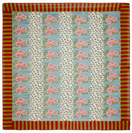 Tovaglia in Cotone 220x220cm Leopard Stripes Sky