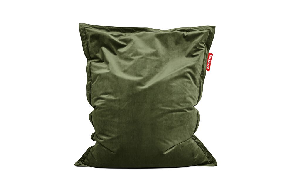 Original Slim Velvet Pouf in velluto, verde