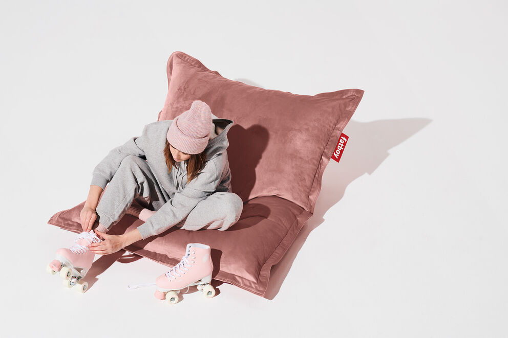 Original Slim Velvet Pouf in velluto, rosa