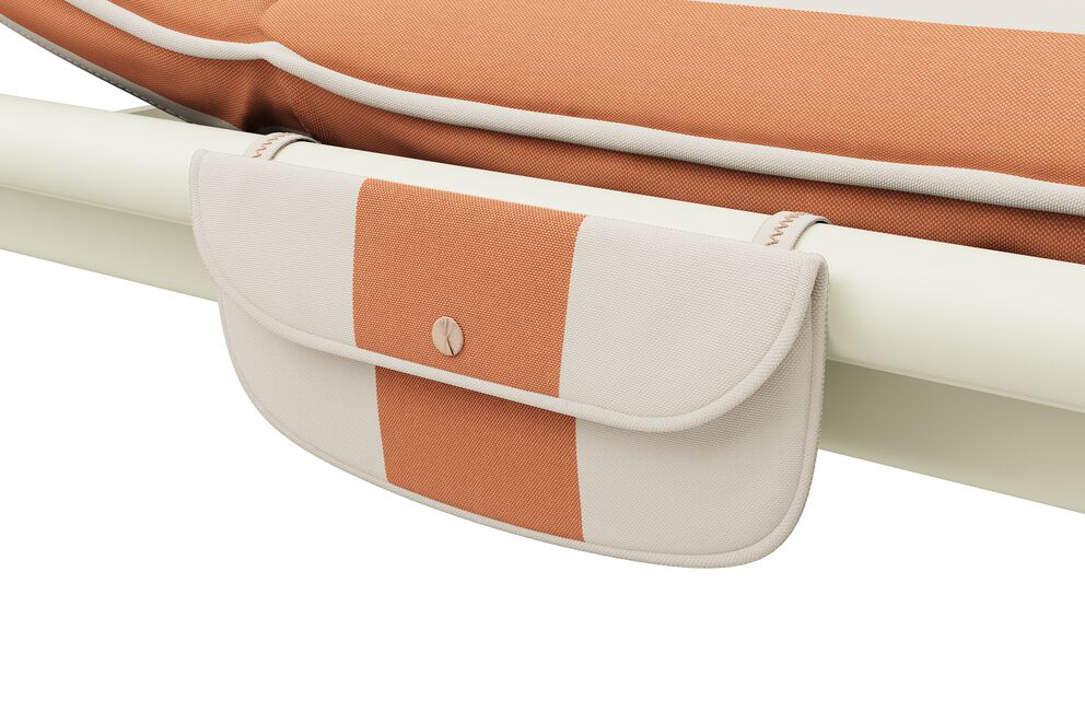 Lettino prendisole Daybed da esterno crema cuscino arancio a strisce