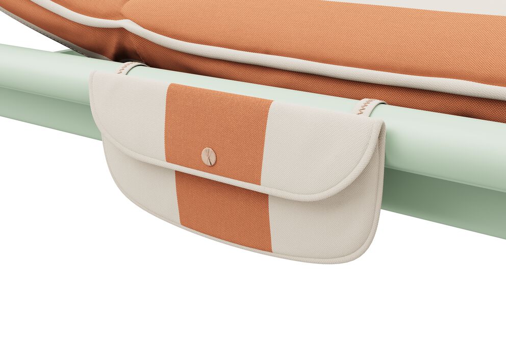 Lettino prendisole Daybed da esterno verde cuscino a strisce
