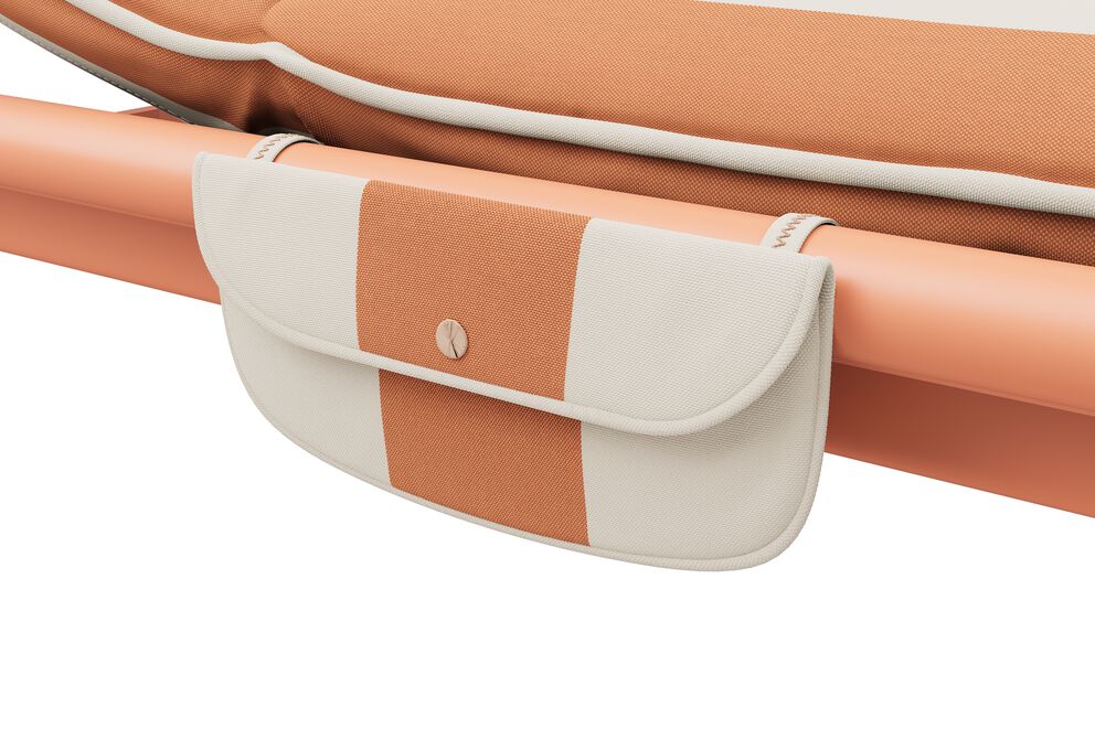 Lettino prendisole Daybed da esterno terracotta cuscino a strisce