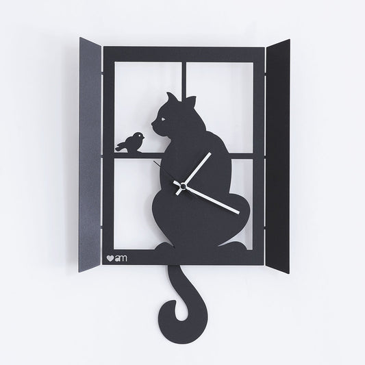 Orologio a pendolo moderno Gatto alla Finestra Arti E Mestieri