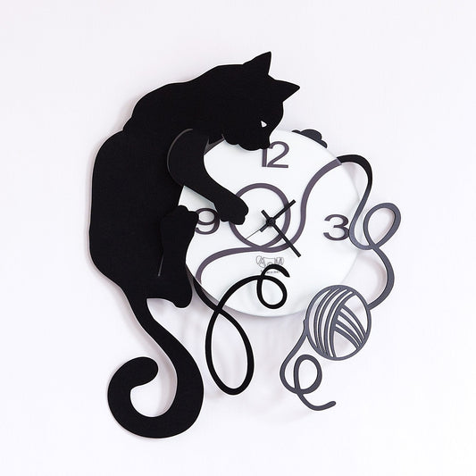 Orologio da parete particolare Gatto Gomitolo Arti E Mestieri